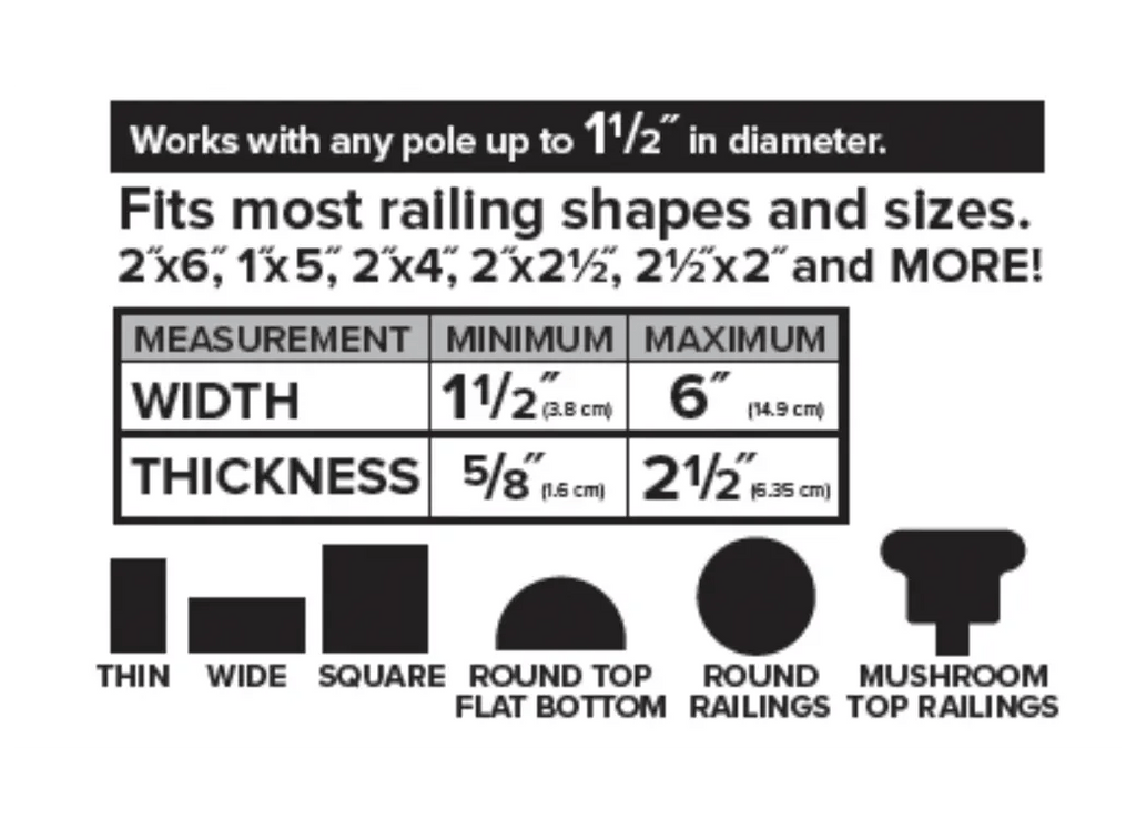 Rail - EZ Railing Mounting System - Front loader for Patio Umbrellas and Shade Sails - Rail - EZ