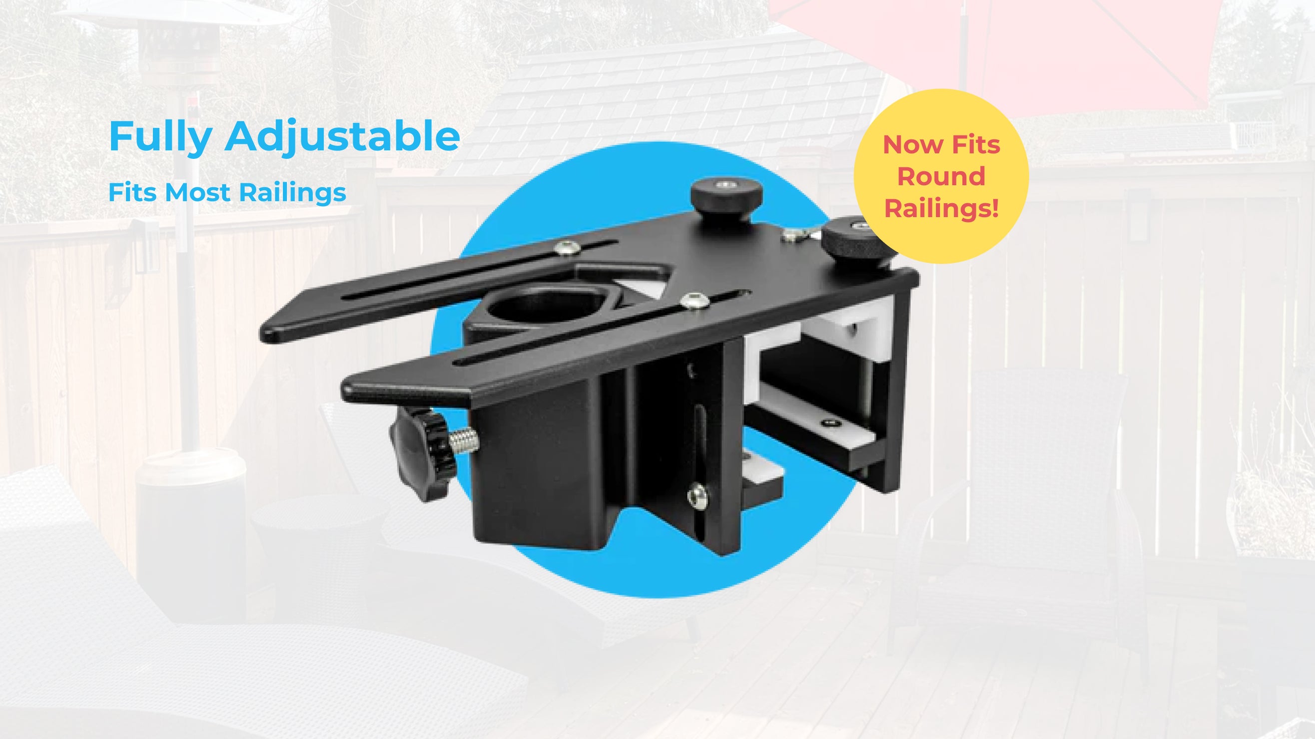 RailEZ RAILEZ Patio Umbrella Mounting Bracket attaches to your railing